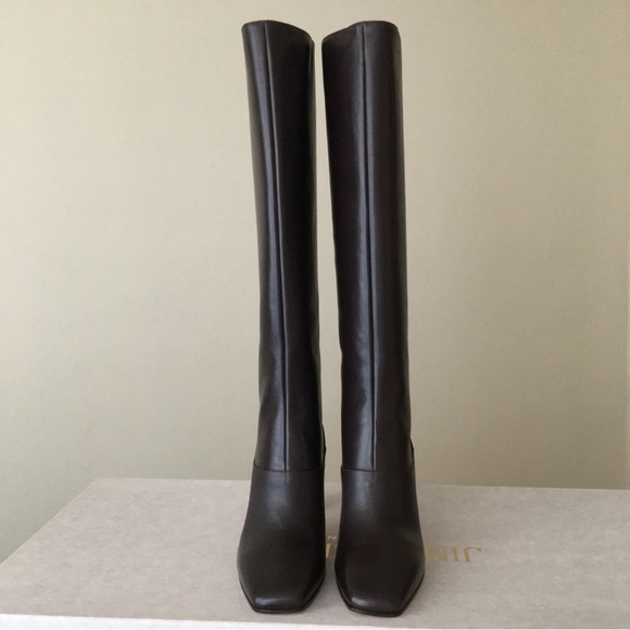 Jimmy Choo MAHESA 85 Square Heel Knee Hight Dark Brown Calf Leather Wome… - Picture 5 of 16